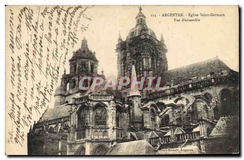 Old Postcard Argentan Church Saint Germain Overview
