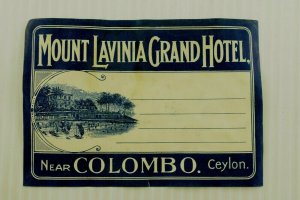 1920's Mount Lavinia Grand Colombo Ceylon Luggage Label Vintage Original E33 