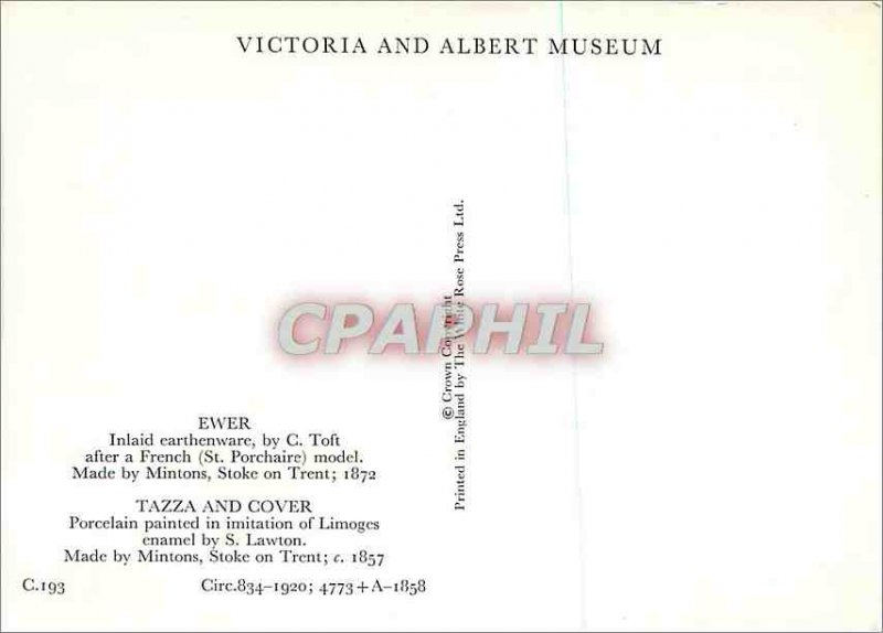 Modern Postcard Victoria and Albert Museum Ewer Taza and Cover