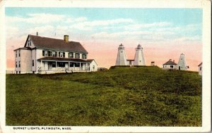 View of Gurnet Lights, Plymouth MA c1923 Vintage Postcard J56