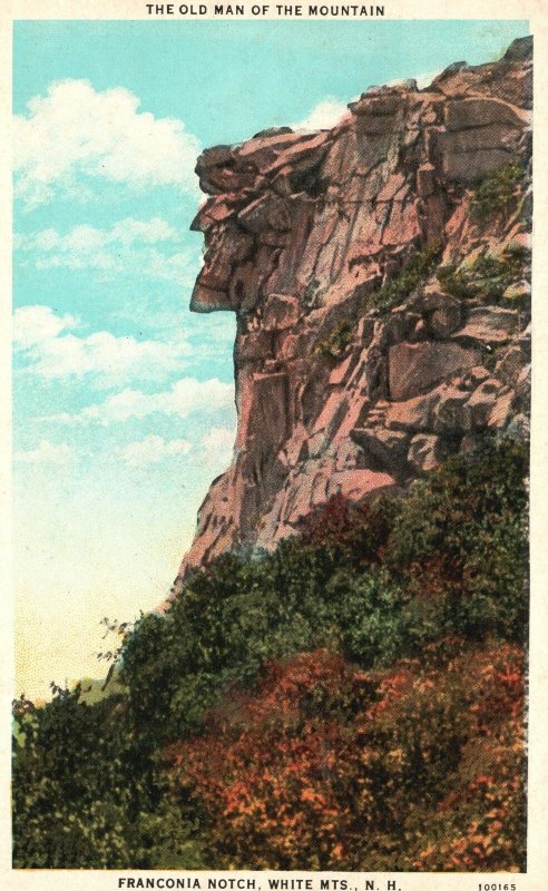 Vintage Postcard Old Man Of Mountains Franconia Notch White Mts. New Hampshire