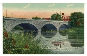 MA - Lowell. Concord River & Arch Bridge, Rogers Street