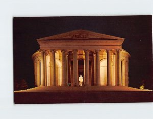 Postcard Jefferson Memorial . . . when illuminated at night, Washington, D. C.