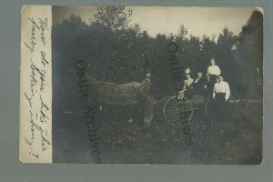 Fertile MINNESOTA RPPC 1908 ADVERTISING BLANKET Carriage nr Crookston Erskine