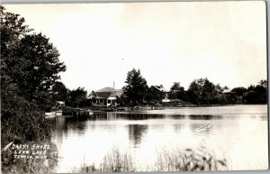 RPPC View of Shoreline, Dart's Shore Lone Lake Fenton MI Vintage Postcard K23