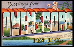 1941 Large Letter Greetings from Owensboro KY Postcard