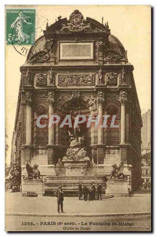 Old Postcard Paris Fountain St Michel