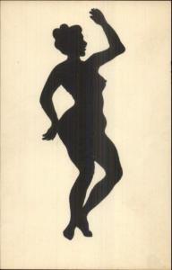 Art Deco Sexy Woman Semi Nude Silhouette Pasted on c1910 French Postcard #3