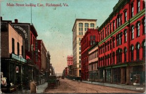 Vtg Richmond Virginia VA Main Street View Looking East 1910s Postcard 