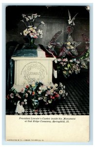 c1920s President Lincoln's Casket, Oak Ridge Cemetery Springfield IL Postcard