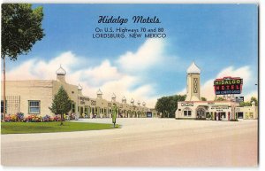 HIDALGO MOTELS Lordsburg, New Mexico Roadside Vintage Chrome Postcard 1950s