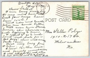 Greenville Illinois~Catholic Church Street View~B&W Photo~PM 1941~Vtg Postcard