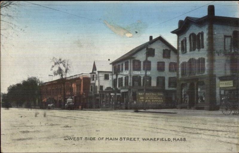 Wakefield MA West Side of Main St. c1910 Postcard