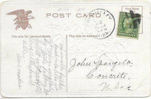 US. Used. Minnesota. Embossed Christmas Card. Nice.  Mailed 1909.