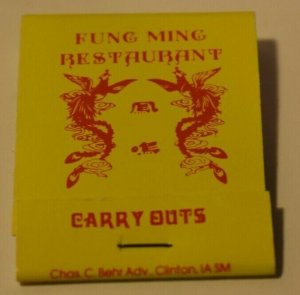 Fung Ming Restaurant Sterling Dixon Illinois 20 Strike Matchbook