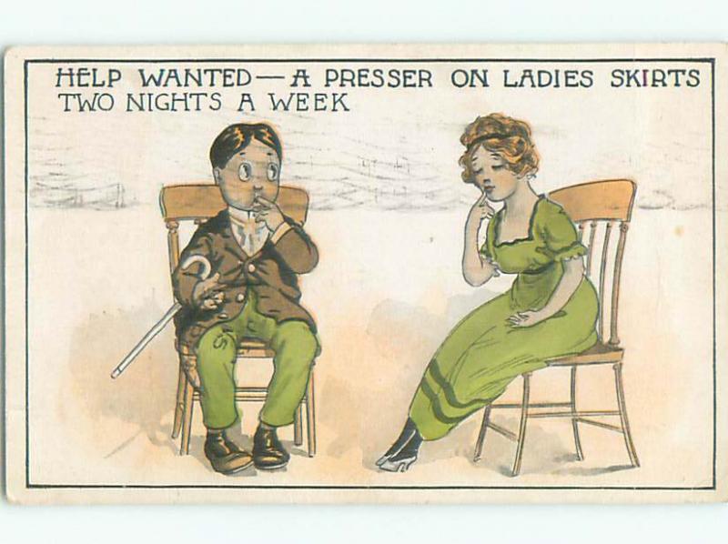 Pre-Linen comic CUTE GIRL SITTING WITH GUY k3640