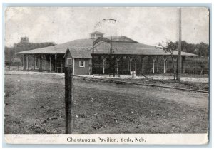 1907 Chautauqua Pavilion Exterior Trees York Nebraska NE Posted Vintage Postcard