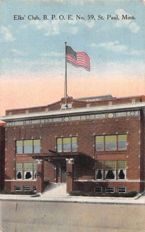 St Paul Minnesota Elks Club BPOE No. 59 Exterior View Antique Postcard J76313