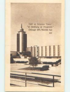 Unused 1933 HALL OF SCIENCE TOWER AT WORLD FAIR Chicago Illinois IL p1294@