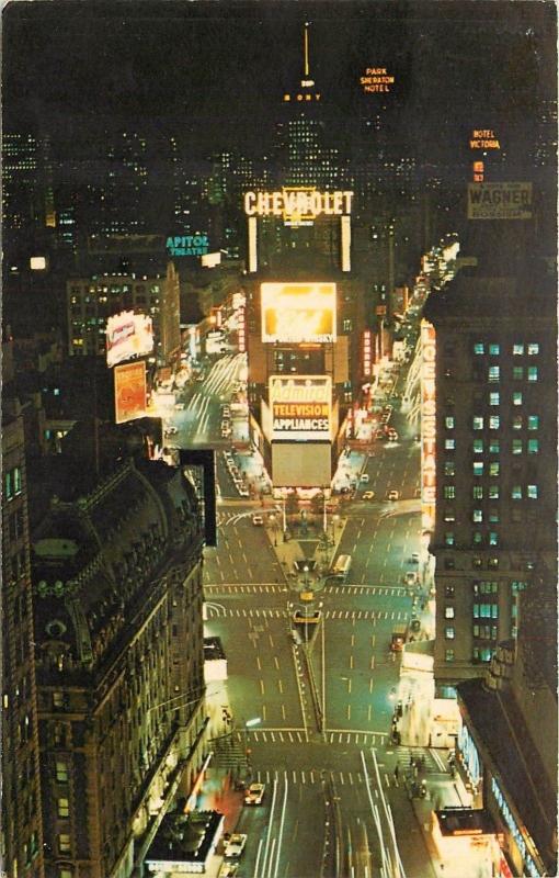 Times Square Aerial View New York NY Chevrolet Admiral Capitol pm 1968 Postcard