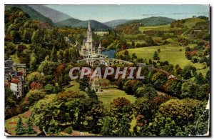 Old Postcard Lourdes Basilica and Monument intarallie