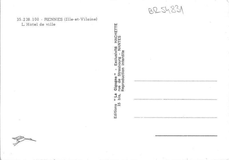 BR54831 L Hotel de ville car voiture Rennes france