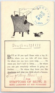 Vintage 1921 Postcard Symptoms of Being 35 by Ring Lardner Literary Humor