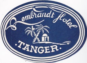 Morocco Tanger Rembrandt Hotel  Vintage Luggage Label lbl0427