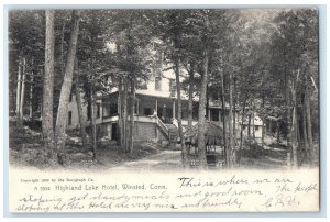 1907 Highland Lake Hotel & Restaurant Building Winsted Connecticut CT Postcard