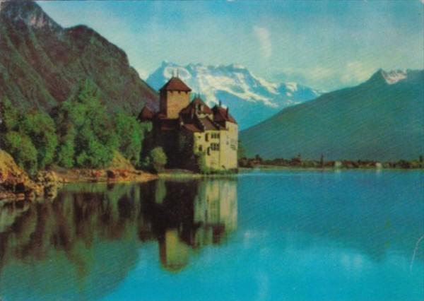Switzerland Lac Leman Chateau de Chillon 1958