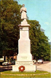 Brandon, VT Vermont CIVIL WAR MONUMENT~Union Soldier MILITARY 50's Cars Postcard