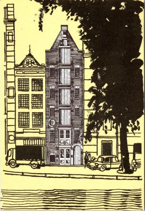 Amsterdam, Netherlands  OLD DUTCH RESTAURANT~Prinsengracht ARTIST'S 4X6 Postcard