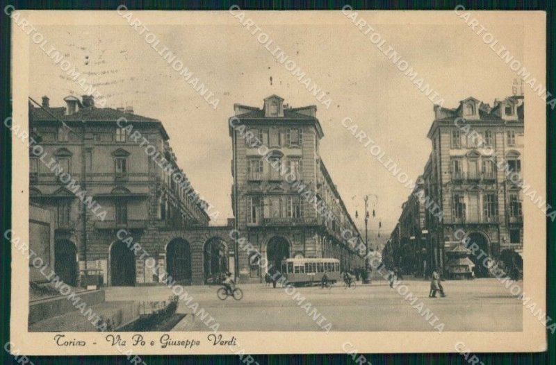 Torino Città Via Po Tram Via Giuseppe Verdi cartolina MZ5512