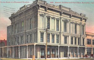 Marysville California 1910 Postcard Masonic Building & Post Office