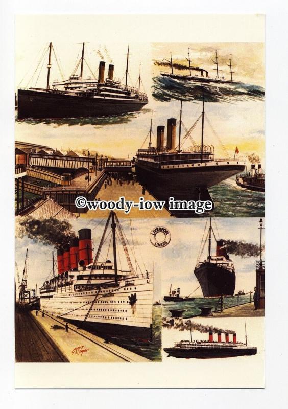 tm6170 - Liverpool Liners through the Ages, Artist - G.S.Cooper - postcard