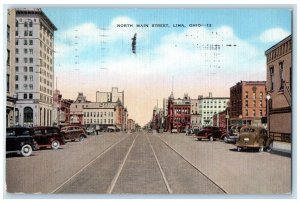 1938 North Main Street Classic Cars Exterior Building Lima Ohio Vintage Postcard