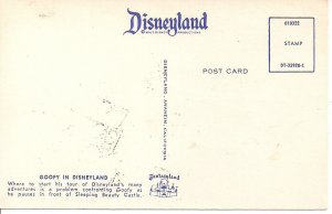 DISNEYLAND, Disney, Anaheim CA, 1960s Postcard, Goofy, Sleeping Beauty Castle