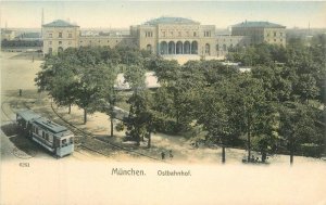 Germany C-1910 hand colored Trolley Munchen Postcard 22-7690