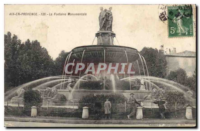 Old Postcard Aix en Provence Monumental Fountain