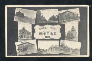 WHITING INDIANA RAILROAD DEPOT DOWNTOWN STREET MULTI VIEW VINTAGE POSTCARD