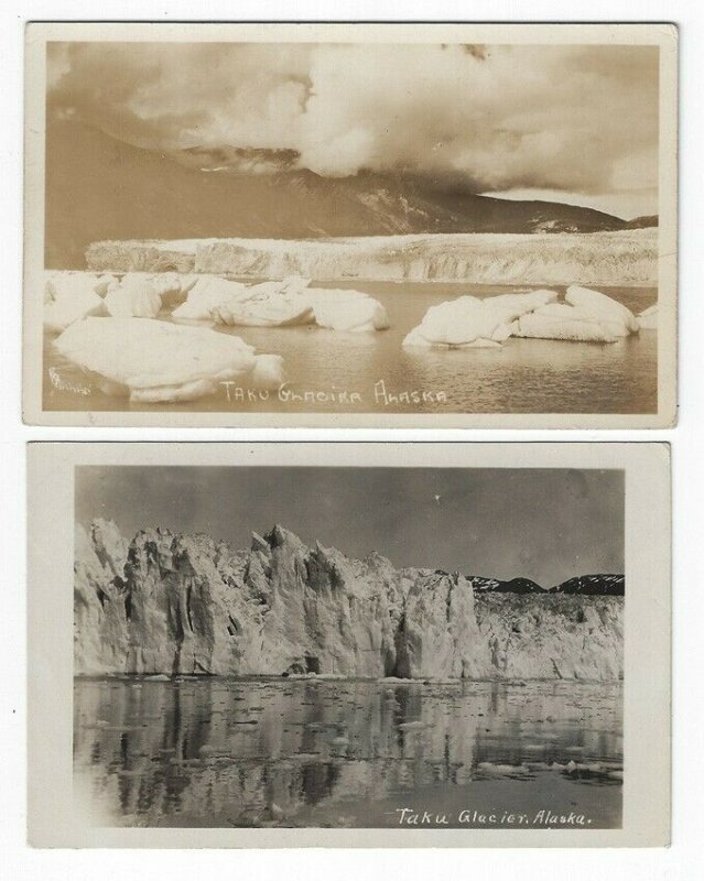 (2) Diff. RPPC's, Early Views of Taku Glacier, Alaska