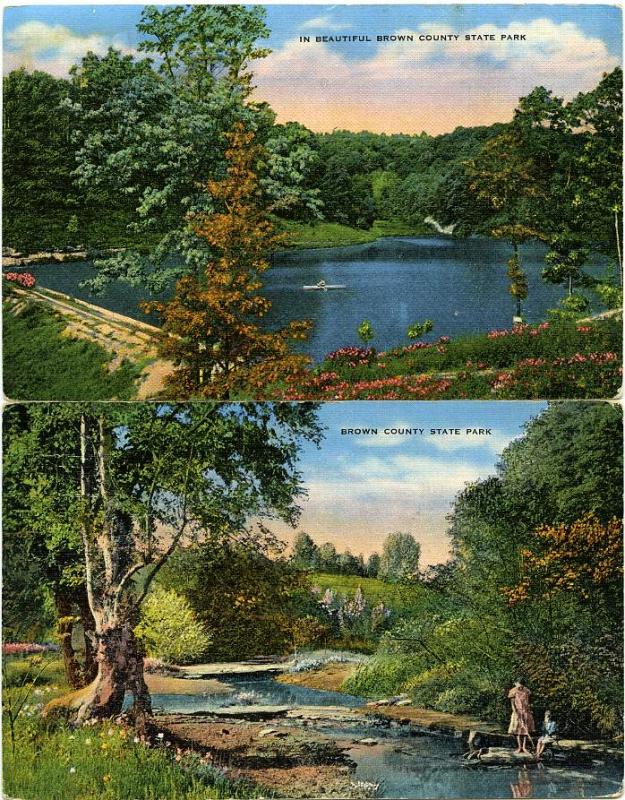 (2 cards) Beautiful Brown County State Park - Indiana pm 1969