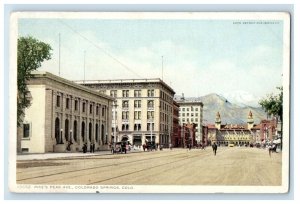 c1910's Pike's Peak Avenue Street View Colorado Springs Colorado CO Postcard 