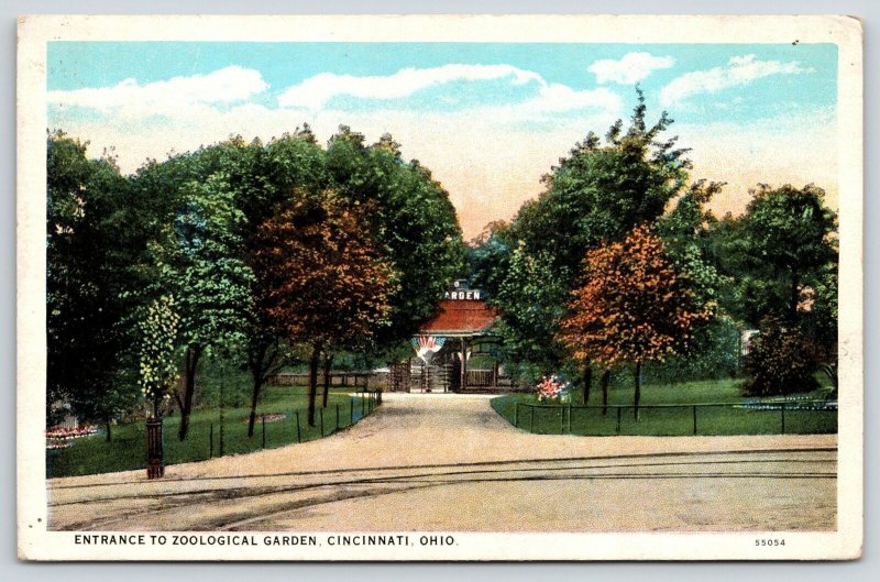 Cincinnati Ohio~Entrance to Zoological Garden~1920s Postcard