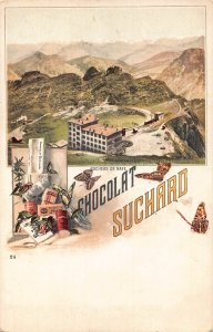 Advertising Chocolat Suchard Switzerland Rochers de Naye Butterfly postcard B979
