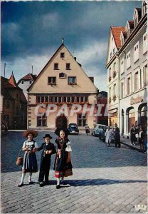 Modern Postcard Alsace Young Alsatians in front of City Folklore Hotel