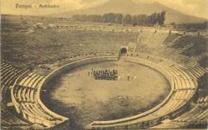 Postcard Italy Pompei Amphitheatre historical landmark overview 