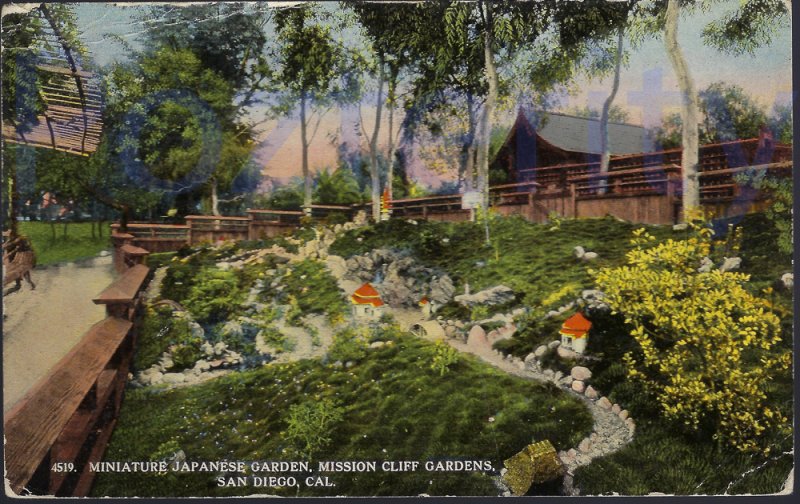 MINIATURE JAPANESE GARDEN IN MISSION CLIFFS GARDENS 1916  (4514) SAN DIEGO CA...