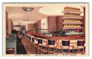 RACINE, WI Wisconsin ~ Roadside Hotel Racine MANDALAY LOUNGE 1951 Linen Postcard