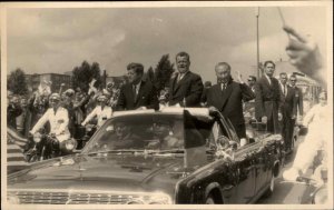 President John F Kennedy JFK Lincoln Car Parade 1960s Real Photo Postcard